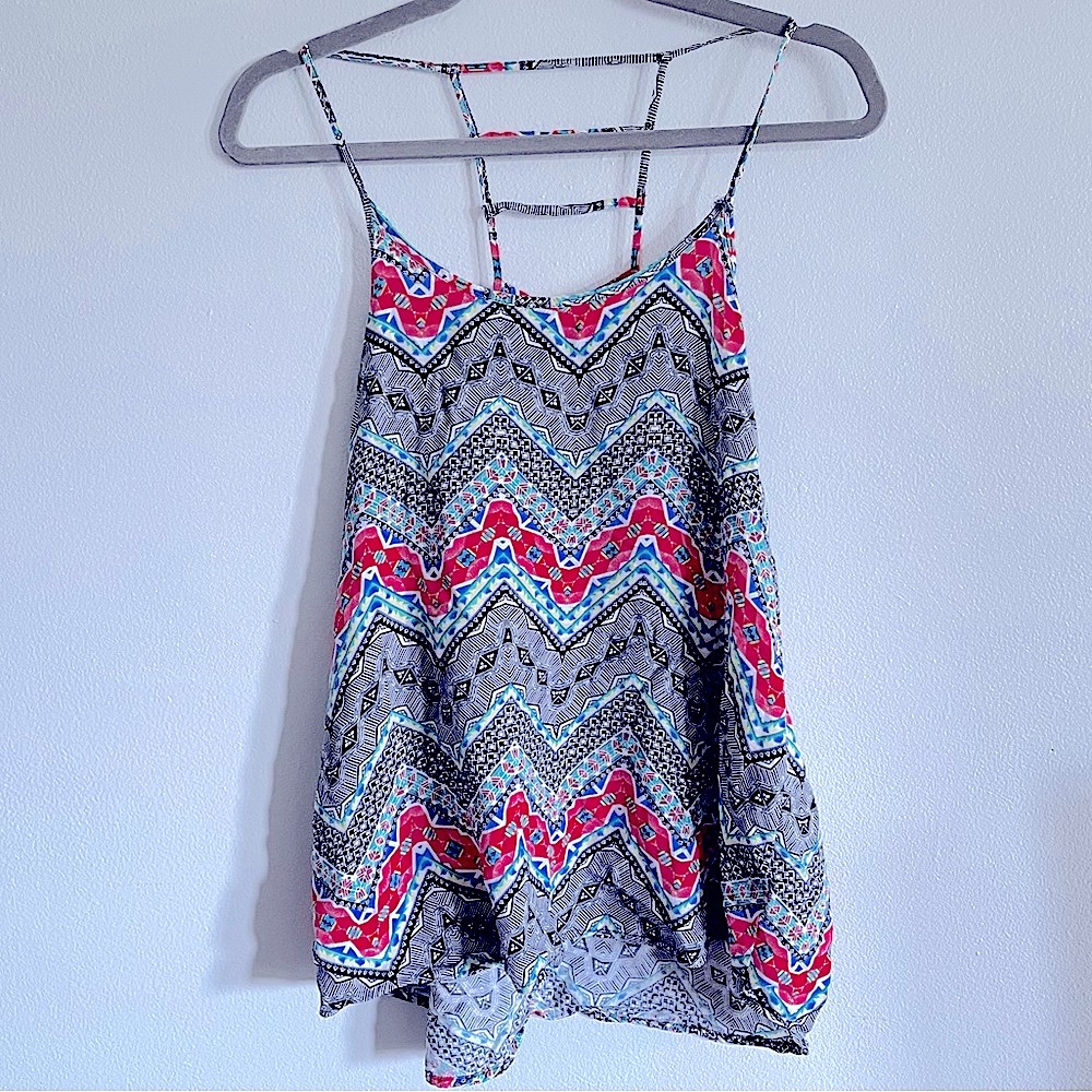 Pink Rose • chevron flowy tank top